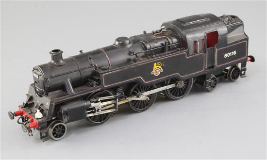 A scratch built O gauge 2-6-4 locomotive BR Standard 4MT, number 80116, black livery, overall 34cm